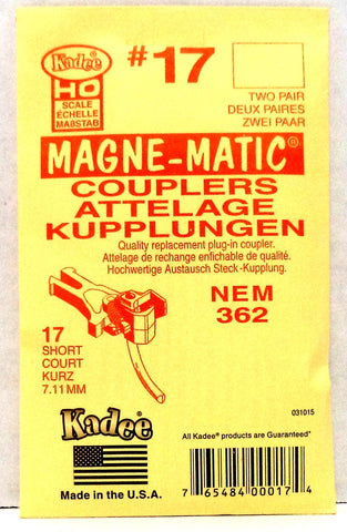 HO Scale Kadee #17 NEM (362) European-Style Coupler Short (2pr)