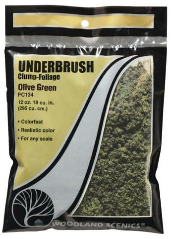 Woodland Scenics FC134 Olive Green Underbrush 21.6 cu in (353 cu cm) Bag