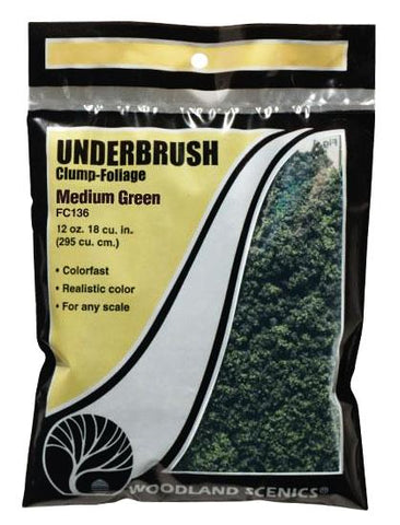 Woodland Scenics FC136 Medium Green Underbrush 25.2 Square Inch Bag