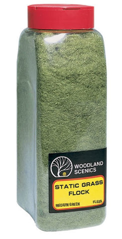 Woodland Scenics FL635 Medium Green Static Grass Flock Shaker 57.7 cu in (945 cu cm)