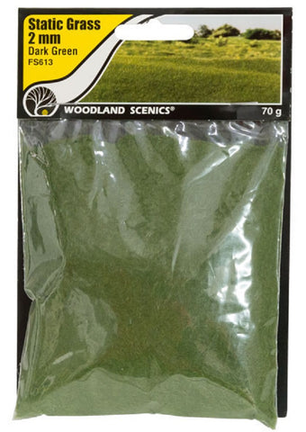 Woodland Scenics FS613 Field System Static Grass Dark Green 1/16" 2mm Fibers