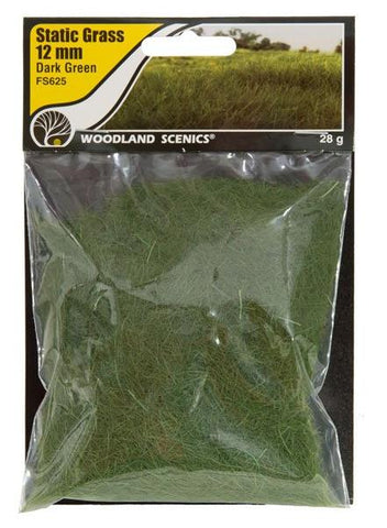 Woodland Scenics FS625 Field System Static Grass Dark Green 1/2" 12mm Fibers