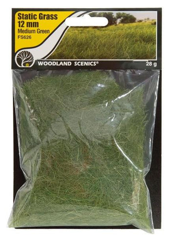 Woodland Scenics FS626 Field System Static Grass Medium Green 1/2" 12mm Fibers