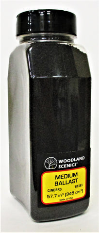 Woodland Scenics B1376 Cinders Fine Ballast Shaker 57.7 cu in (945 cu cm)