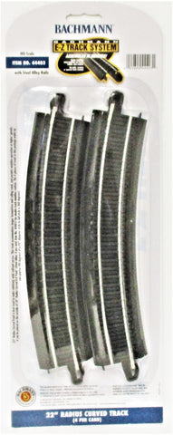 HO Scale Bachmann 44402 22" Radius Curve Steel E-Z Track (4) pcs