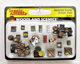 HO Scale Woodland Scenics A1855 Assorted Crates/Figures (18) pcs