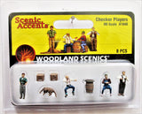 HO Scale Woodland Scenics A1848 Checker Players Figures (6) pcs