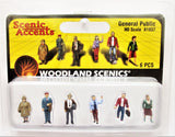 HO Scale Woodland Scenics A1837 General Public People Figures (6) pcs