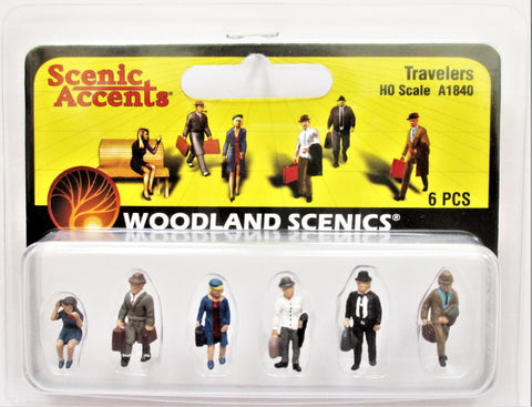 HO Scale Woodland Scenics A1840 Travelers Figures (6) pcs