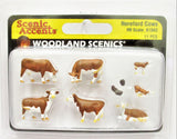 HO Scale Woodland Scenics A1843 Hereford Cows Figures (11) pcs