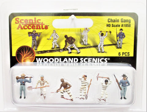 HO Scale Woodland Scenics A1858 Chain Gang Figures (6) pcs