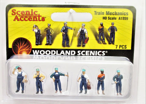 HO Scale Woodland Scenics A1859 Train Mechanics Figures (7) pcs