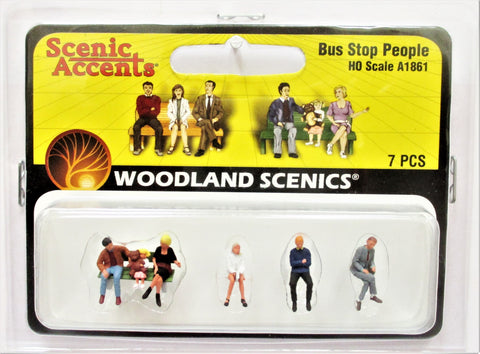 HO Scale Woodland Scenics A1861 Bus Stop People Figures (7) pcs