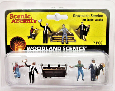 HO Scale Woodland Scenics A1868 Graveside Funeral Service Figures (6) pcs