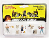 HO Scale Woodland Scenics A1875 People & Pesky Raccoons Figures (8) pcs