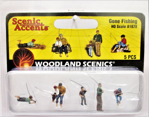 HO Scale Woodland Scenics A1878 Gone Fishing Figures (5) pcs
