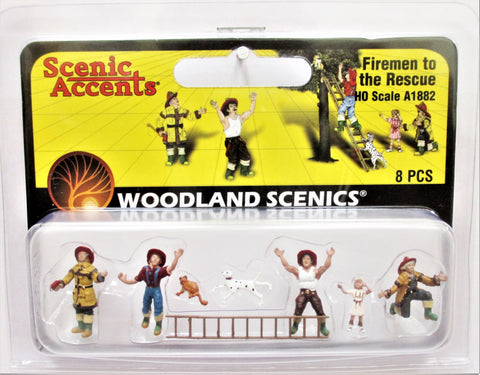 HO Scale Woodland Scenics A1882 Firemen to the Rescue Figures (8) pcs