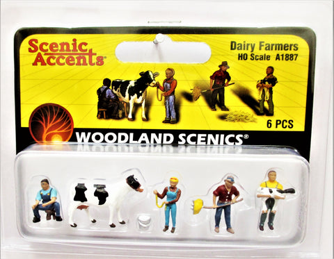 HO Scale Woodland Scenics A1887 Dairy Farmers Figures (6) pcs