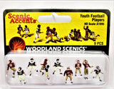 HO Scale Woodland Scenics A1895 Youth Football Players Figures (10) pcs