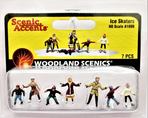 HO Scale Woodland Scenics A1899 Ice Skaters Figures (7) pcs