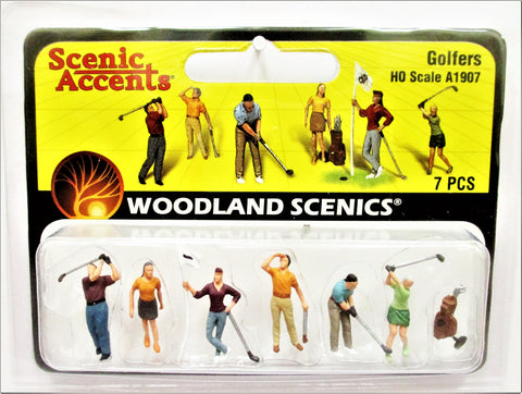 HO Scale Woodland Scenics A1907 Golfers Golf People Figures (7) pcs