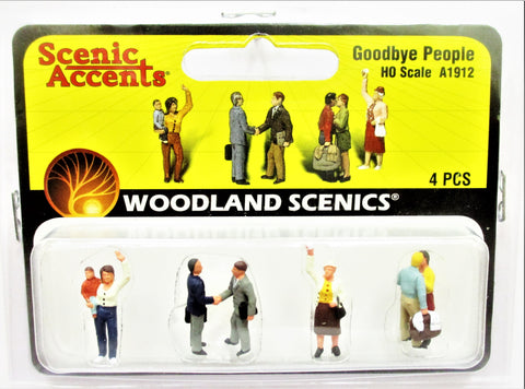 HO Scale Woodland Scenics A1912 Goodbye People Figures (4) pcs