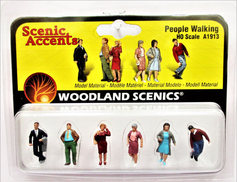 HO Scale Woodland Scenics A1913 People Walking Figures (6) pcs