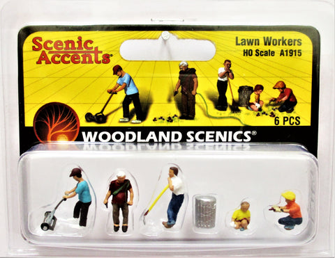 HO Scale Woodland Scenics A1915 Lawn Workers People Figures (6) pcs