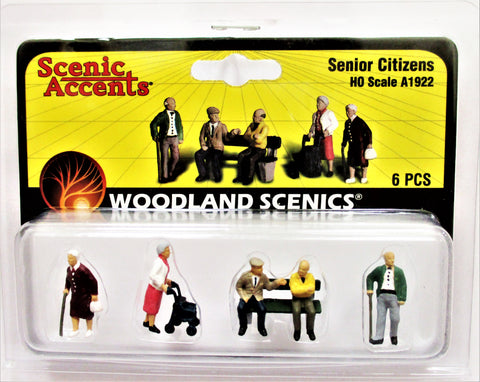 HO Scale Woodland Scenics A1922 Senior Citizens Old People Figures (6) pcs