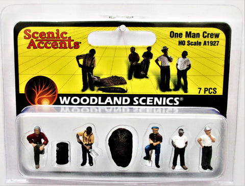 HO Scale Woodland Scenics A1927 One Man Crew Figures (7) pcs