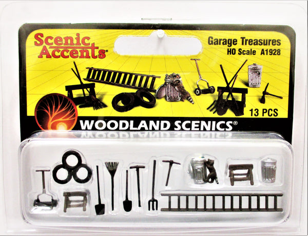 HO Scale Woodland Scenics A1928 Garage Treasures Details (13) pcs –  Sidetrack Hobby