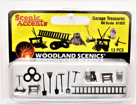 HO Scale Woodland Scenics A1928 Garage Treasures Details (13) pcs