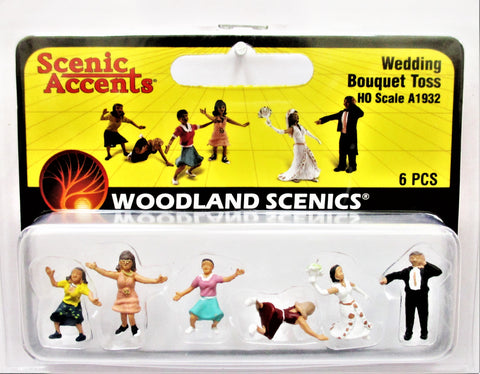 HO Scale Woodland Scenics A1932 Wedding Guests Bouquet Toss Figures (6) pcs