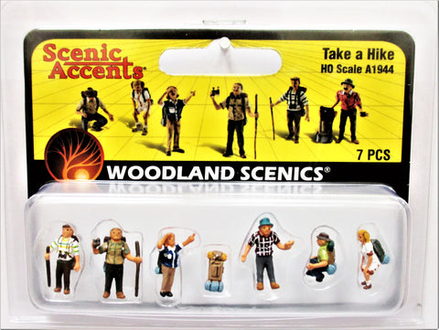 HO Scale Woodland Scenics A1944 Backpackers Take a Hike Figures (6) pcs