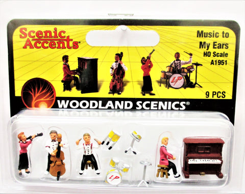 HO Scale Woodland Scenics A1951 Music To My Ears Band Figures (9) pcs