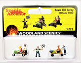 HO Scale Woodland Scenics A1952 Kids Soap Box Down Hill Derby Figures (3) pcs