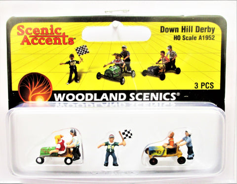 HO Scale Woodland Scenics A1952 Kids Soap Box Down Hill Derby Figures (3) pcs