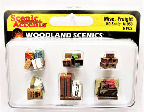 HO Scale Woodland Scenics A1953 Miscellaneous Assorted Freight Baggage (6) pcs