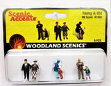 HO Scale Woodland Scenics A1956 Young & Old People Figures (3) pcs