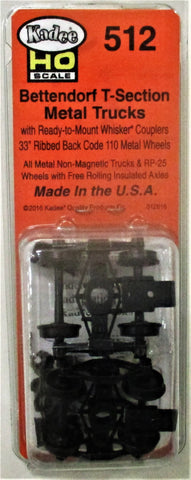 HO Scale Kadee #512 Bettendorf T-Section Trucks with Couplers 1 pr
