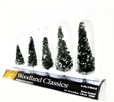 Woodland Classics Ready-Made Trees TR3567 Snow Dusted - 5/pkg