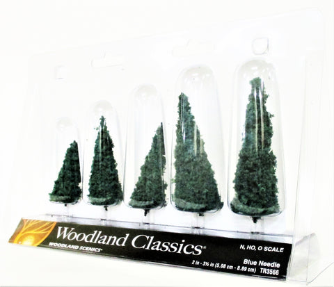 Woodland Classics Ready-Made Trees TR3566 Blue Needle - 5/pkg