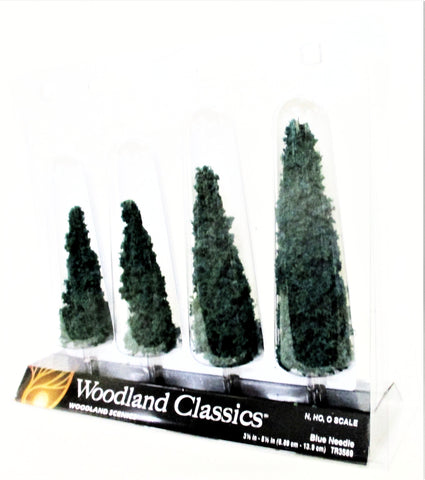 Woodland Classics Ready-Made Trees TR3569 Blue Needle - 4/pkg