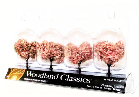 Woodland Classics Ready-Made Trees TR3593 Pink Flowering - 4/pkg