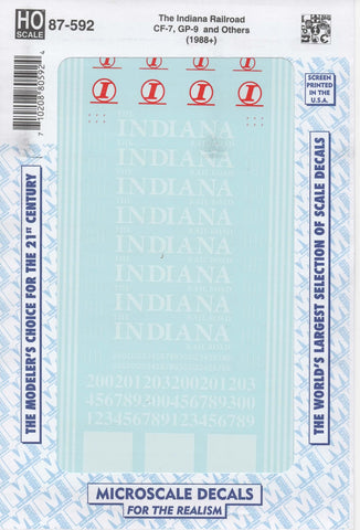 HO Scale Microscale 87-592 The Indiana Railroad INR Diesel Decal Set