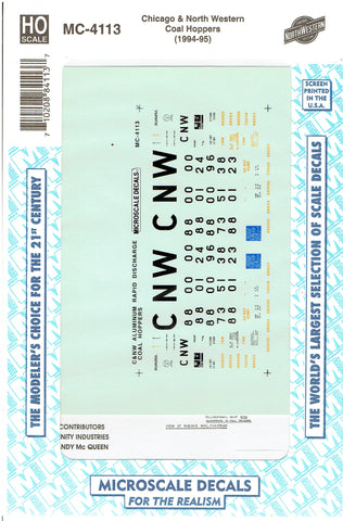HO Scale Microscale MC-4113 CNW Chicago & North Western Coal Hoppers Decal Set