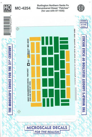 HO Scale Microscale MC-4254 BNSF ex-BN ATSF Renumbering "Patches" Decal Set