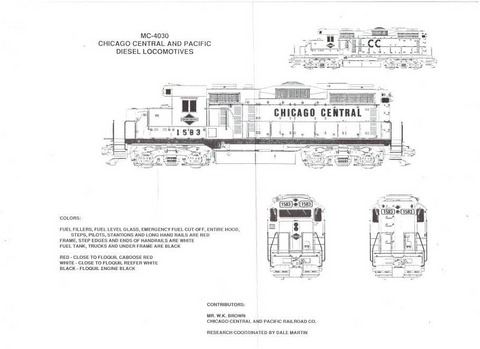 Microscale Decal HO #MC-4030 Chicago Central & Pacific Diesel Locomotives