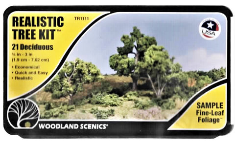 Woodland Scenics TR1111 Realistic Tree Kit Medium Green Deciduous (21) pkg