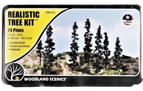 Woodland Scenics TR1113 Realistic Tree Kit Forest Green Pines (24) pkg